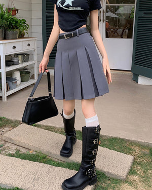 Good Manners Knee-Length Pleated Skirt