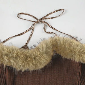 Off Shoulder Faux Fur Top