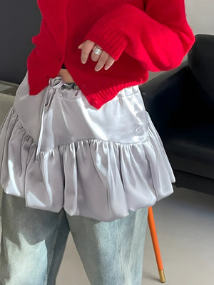 Satin Bubble Mini Skirt