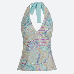 Y2K Sequined Halter Top