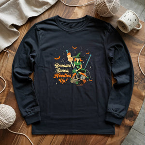 Broom Down, Needles Up Long Sleeve T-shirt