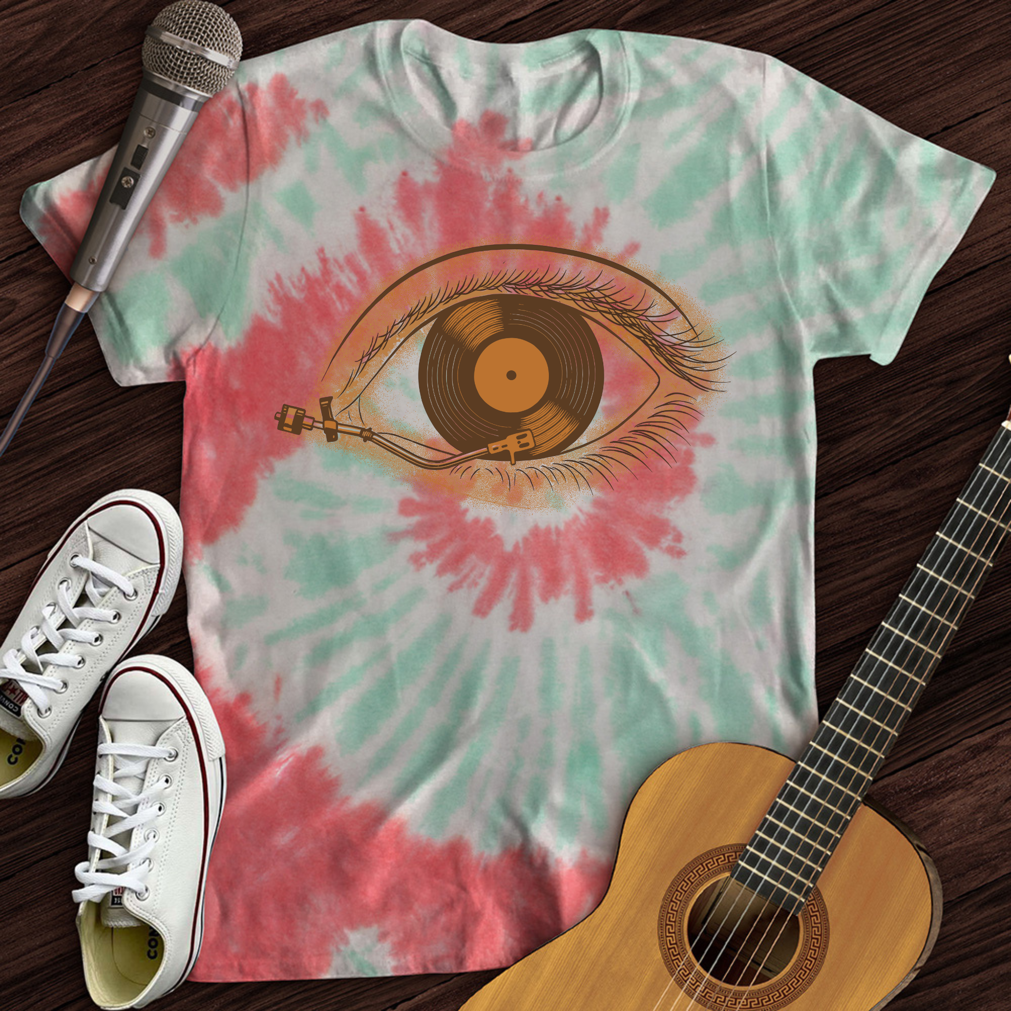 Eye with Vinyl Record Tie Dye T-Shirt