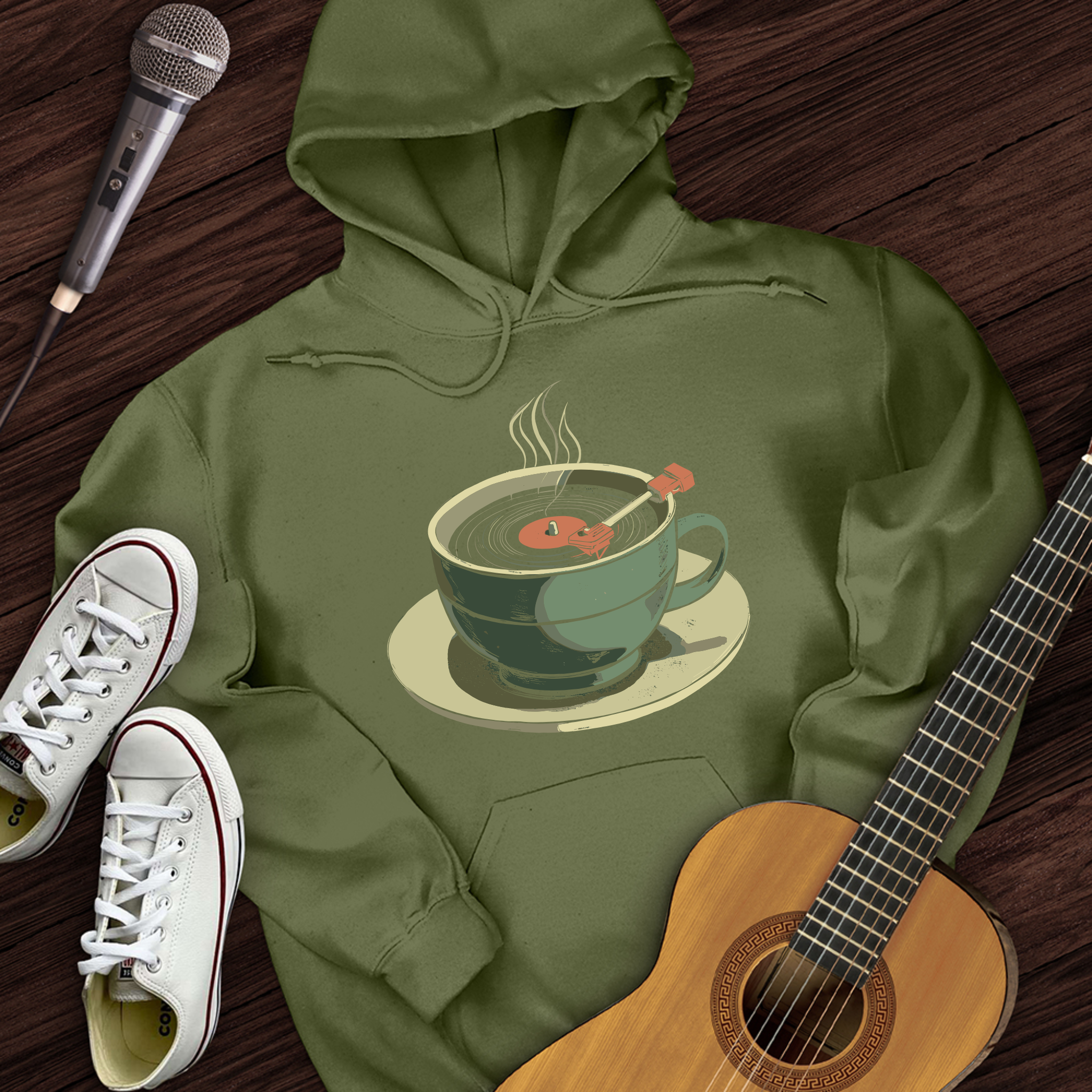 Coffee Cup Record Player Hoodie