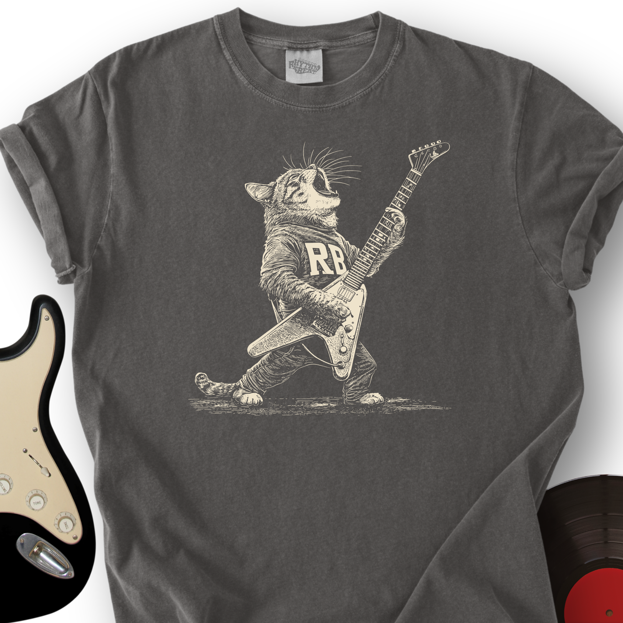 Engraved Rockstar Cat T-Shirt