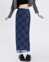 Best In Class Plaid Maxi Skirt in Blue