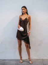 Asymmetrical Lace Mini Dress