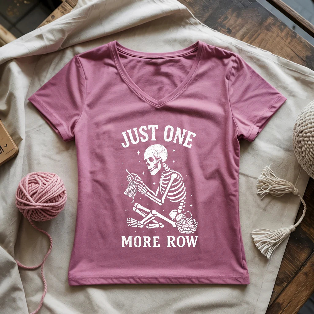 One More Row Skeleton Lady V-neck