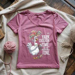 Yarn Chicken Time Lady V-neck