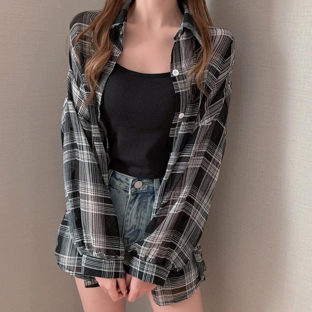 Chiffon Plaid Shirt