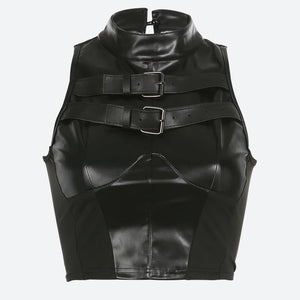 Cyberpunk Faux Leather Crop Top
