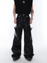 Cyberpunk Faux Leather Wide Leg Pants