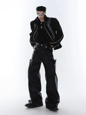 Cyberpunk Faux Leather Wide Leg Pants