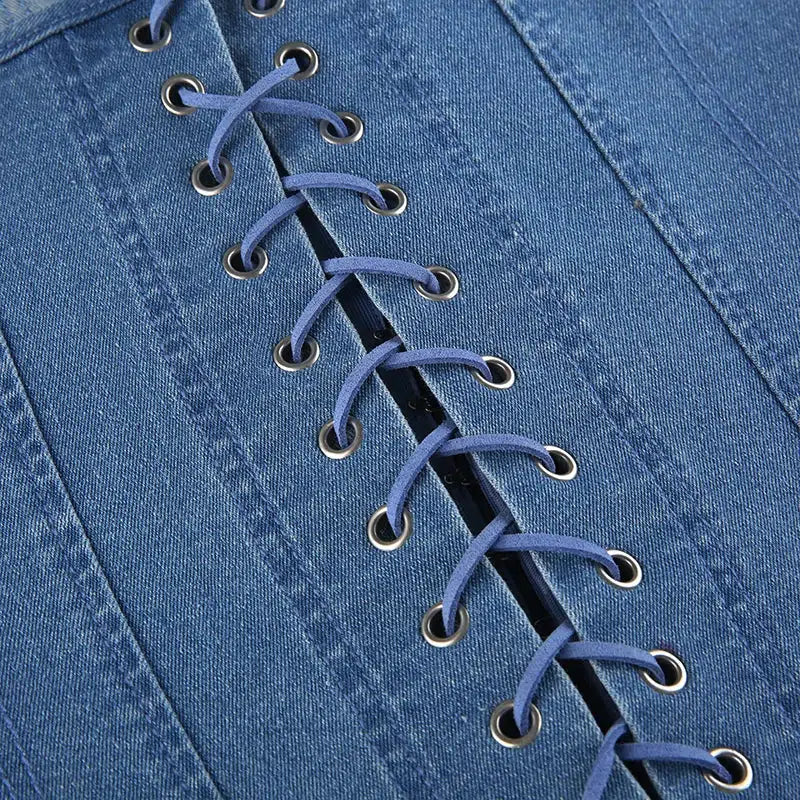 Denim Strapless Corset Top