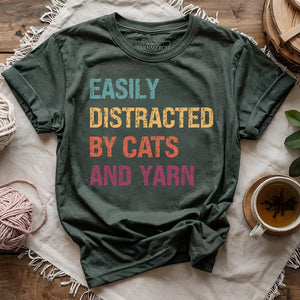 Distracted by Cats & Yarn T-shirt