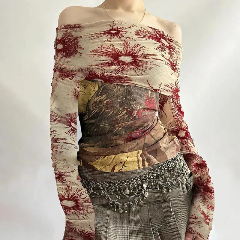 Fairycore Bohemian Off Shoulder Top