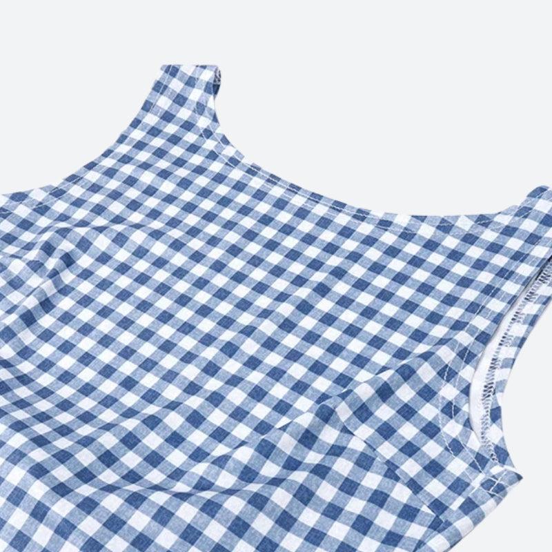 Gingham Bow Backless Top
