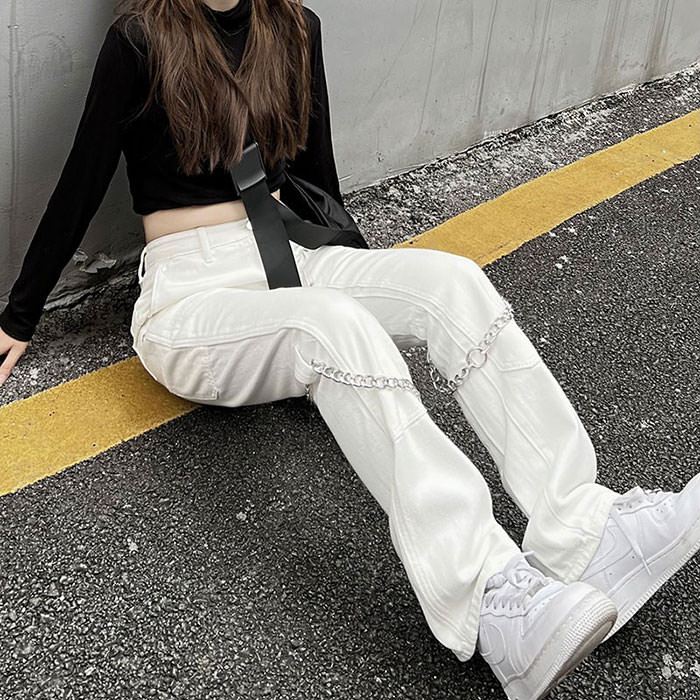 Grunge Aesthetic Chain Jeans