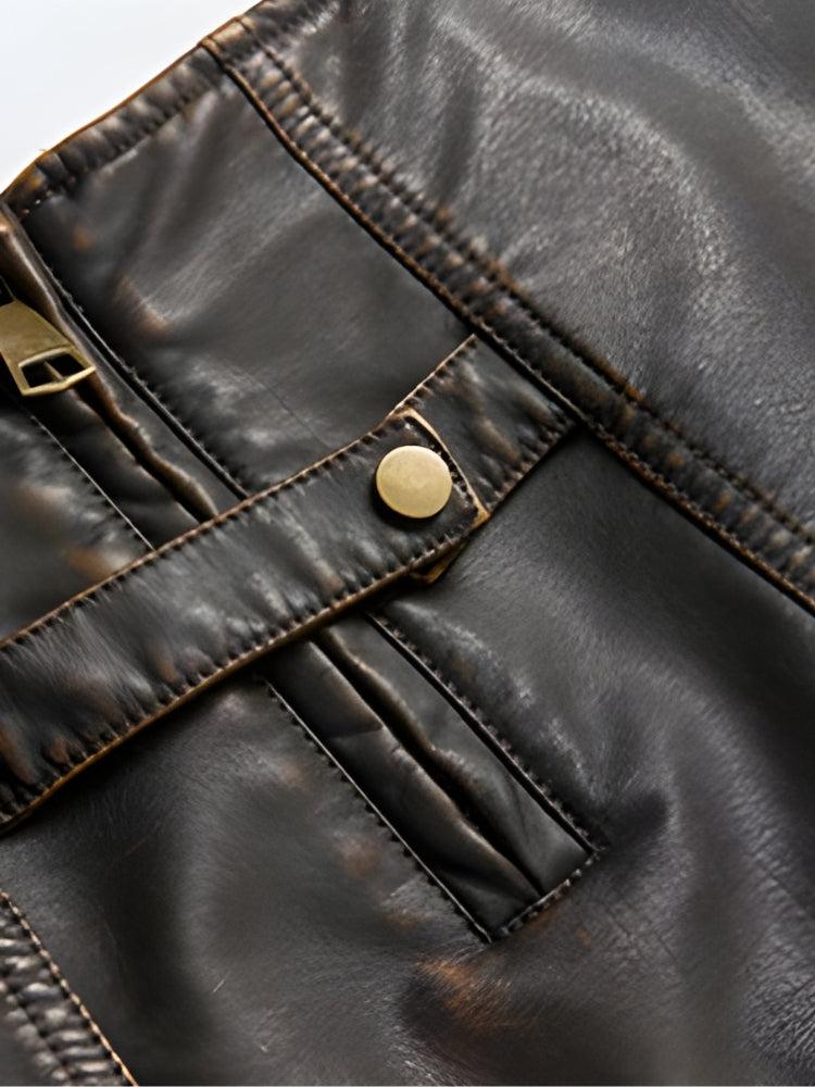 Grunge Faux Leather Slit Mini Skort