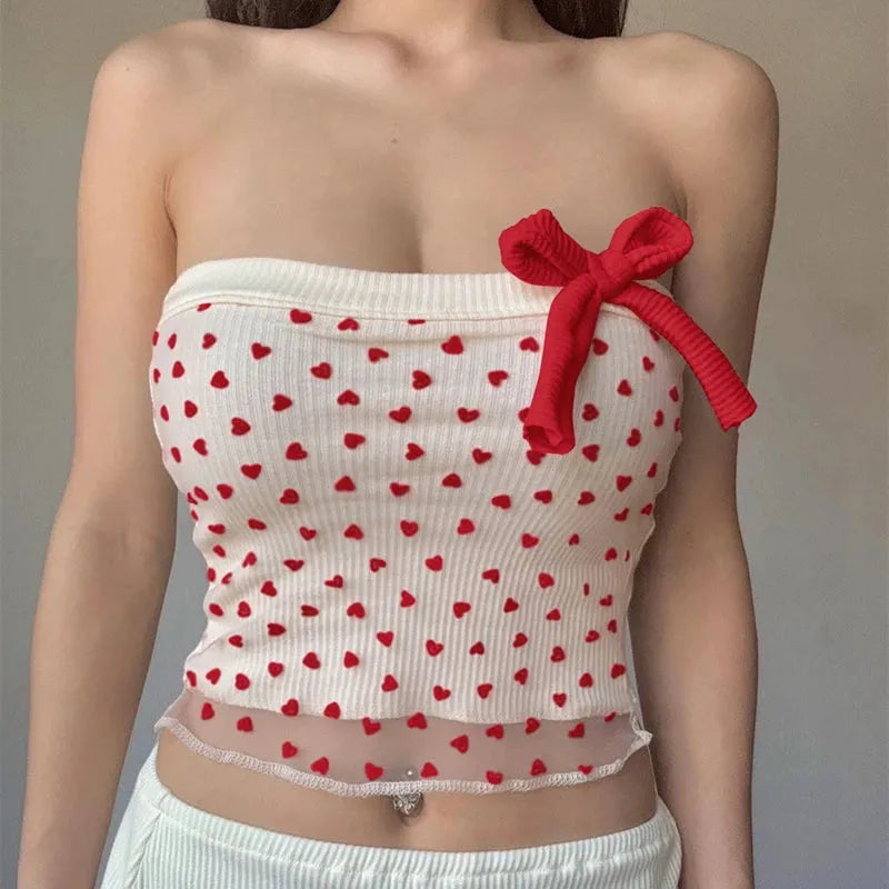 Heart Ribbed Tube Top