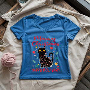 Meowy Christmas Lady V-neck