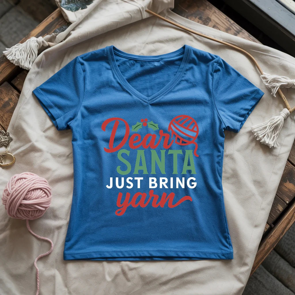 Santa Bring Yarn Lady V-neck
