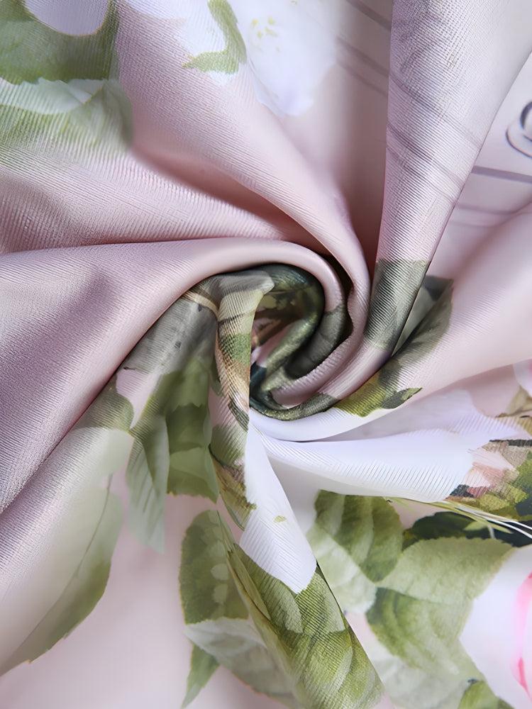 Satin Floral Midi Dress