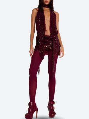 Sequined Backless Mini Dress