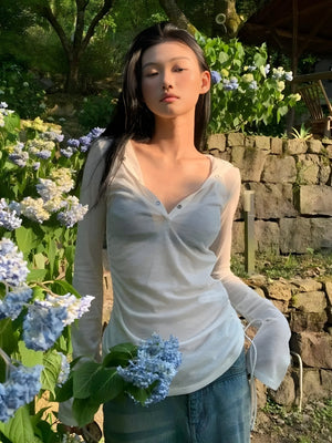 Sheer Ruched Hoodie Top