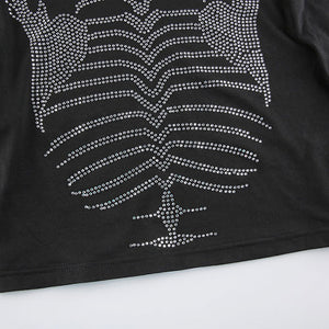 Skeleton Rhinestone Long Sleeve Top