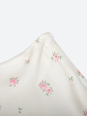 Soft Girl Floral Satin Midi Skirt