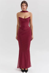 Strapless Corset Top & Maxi Skirt Two Piece Set