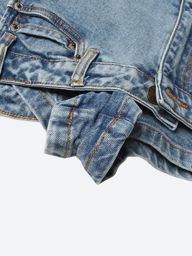 Upside Down Denim Mini Shorts