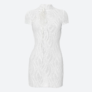 Wrinkled Lace Up Mini Dress