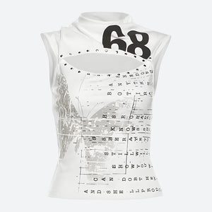 Y2K Printed Cut Out Top