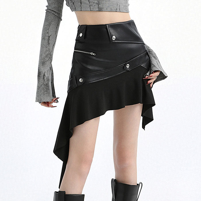 Rock The Scene Asymmetric Leather Skirt