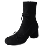 Balletcore Square-Toe Ankle Boots