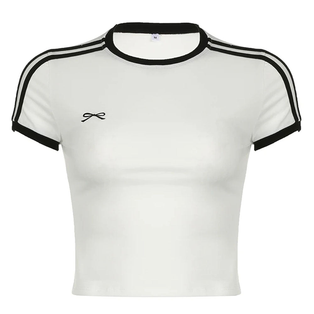 Bow Embroidery Y2K Crop Top