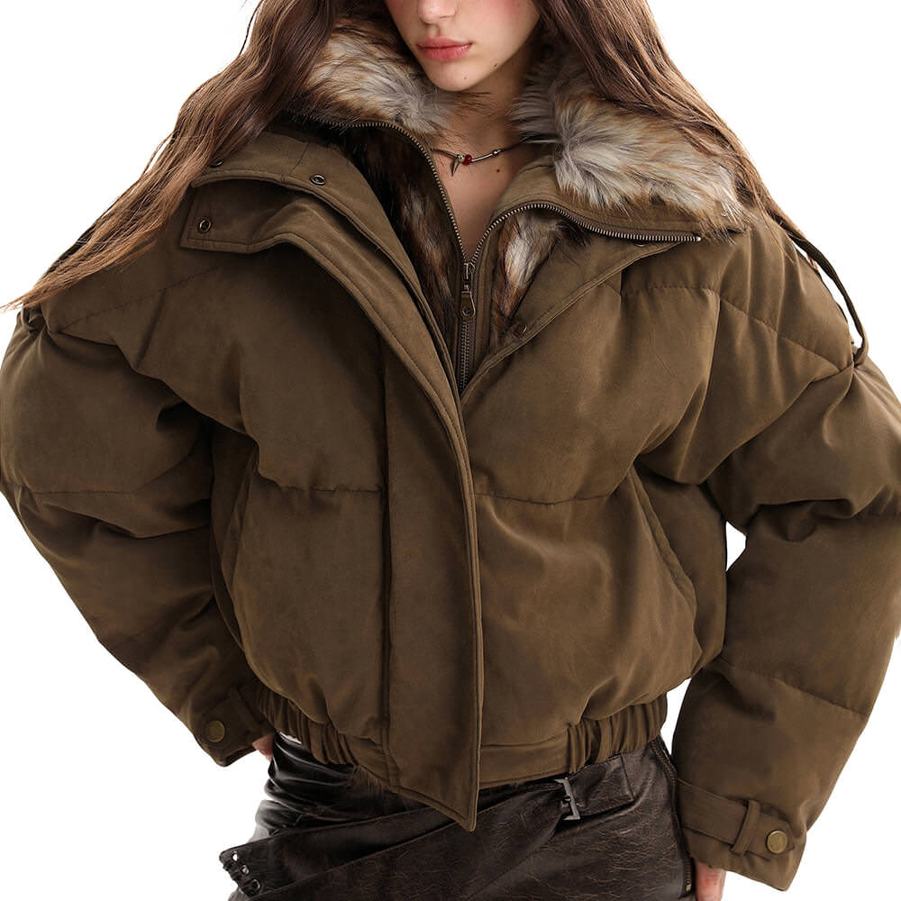 Cinnamon Swirl Fur Puffer Jacket