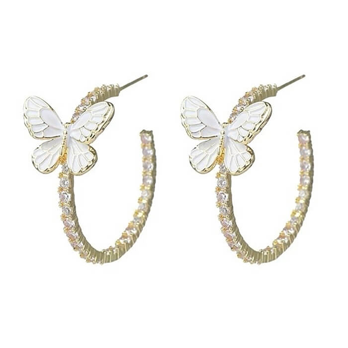 Butterfly Crystal Hoop Earrings