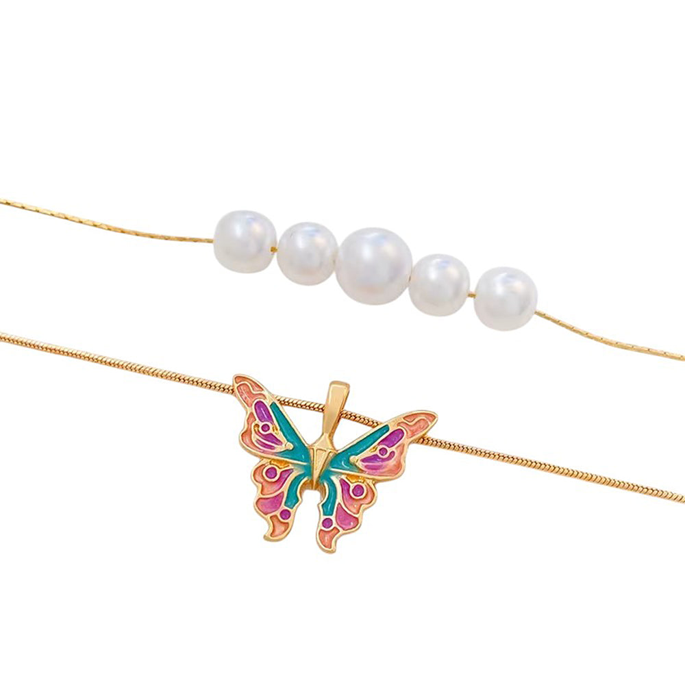 Butterfly Pearl Layered Necklace