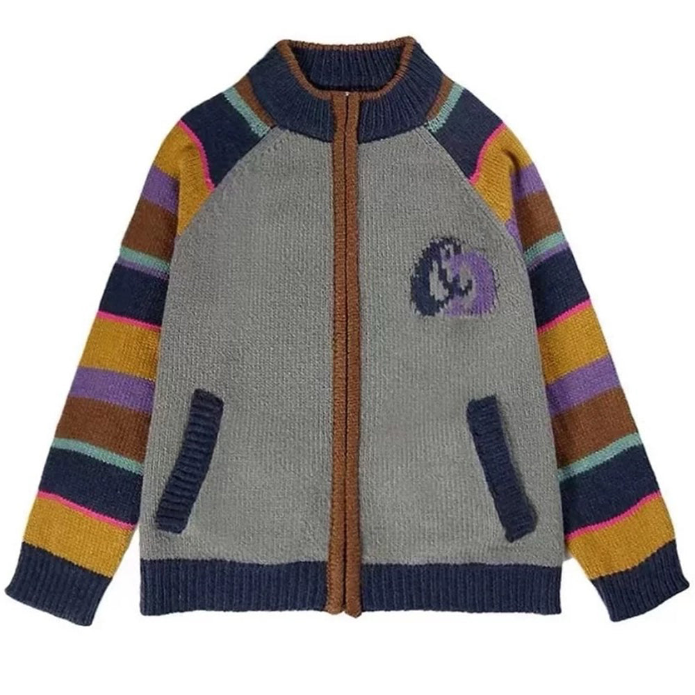 Colorful Striped Indie Kid Zip Sweater