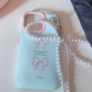 Coquette iPhone Case with Pearl Bow Charm