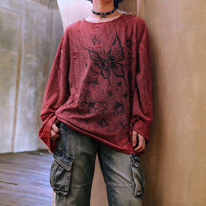 Fairycore Aesthetic Butterfly Print Top