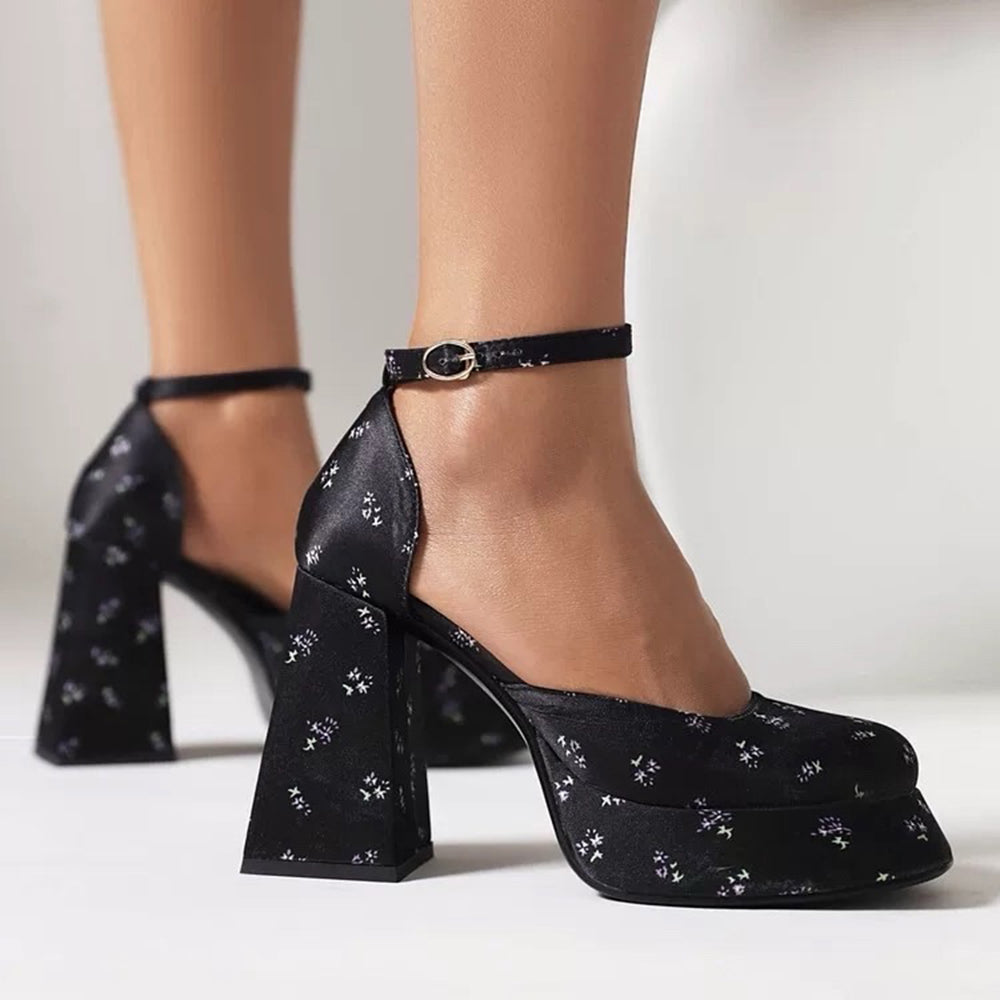 Gardens in Bloom Mary Jane Platform Heels