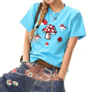 Forest Fairy Mushroom Sequin T-Shirt