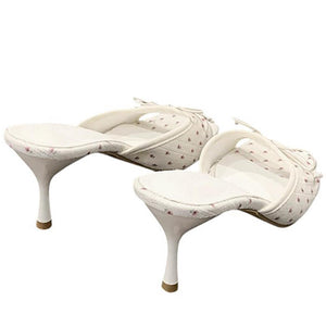 French Summer Floral Heeled Mules