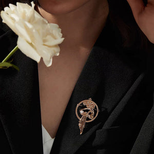 Vintage Aesthetic Girl with a Pearl Brooch