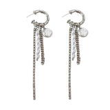 Grunge Pearl Chain Tassel Earrings
