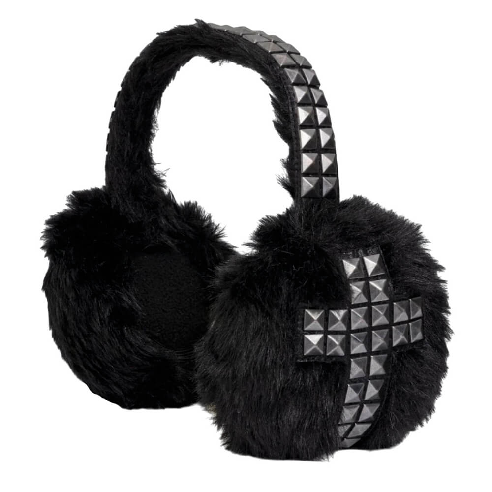 Grunge Studded Cross Earmuffs