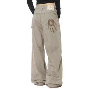 Handprint Wide-Leg Jeans